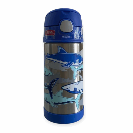 Thermos Funtainer - Botella de 12 onzas, tiburones azules