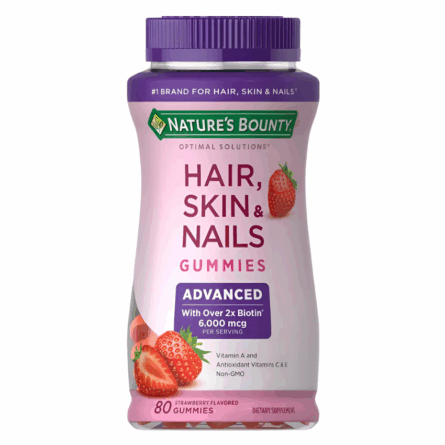 Nature's Bounty, Gomitas para Cabello, piel y uñas con biotina 6000 mcg