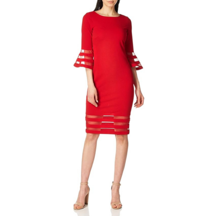 Calvin Klein, Vestido de manga acampanada con inserciones transparentes